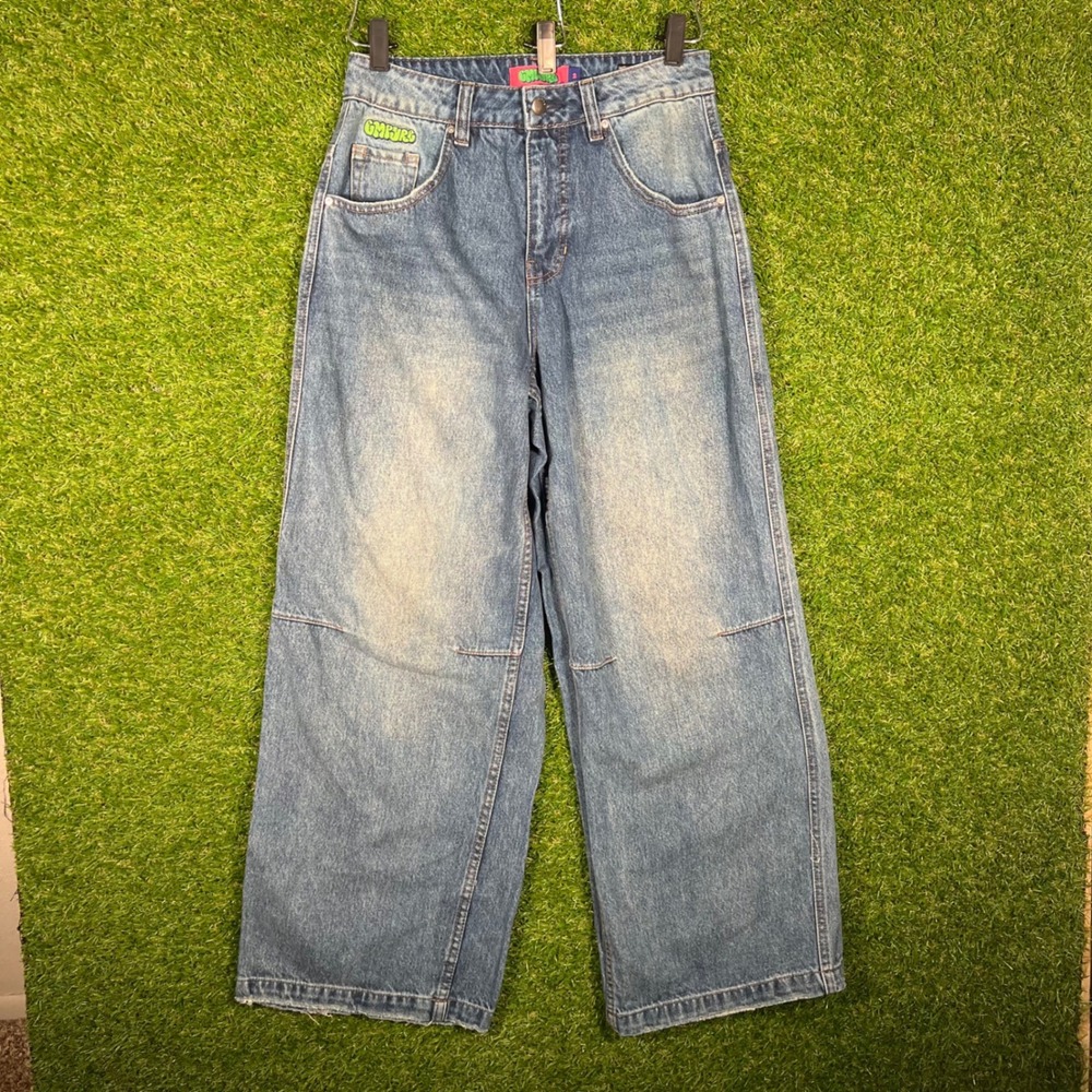 Empyre Loose Fit Skate Jeans Light Wash Blue Wide Leg Denim Pants Size 2 30x28